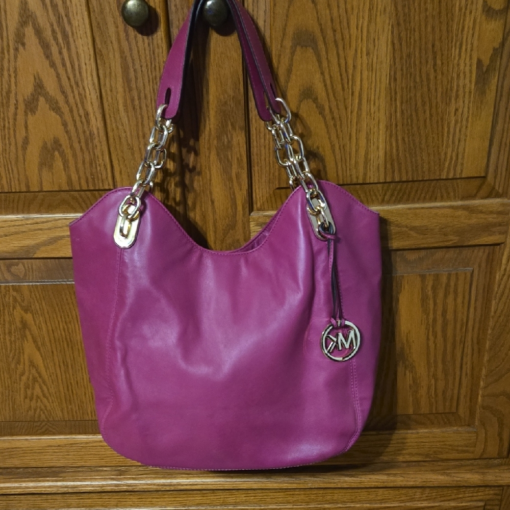 Michael Kors Fuchsia Shoulder Bag with Chain Accents